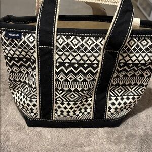 Lands End small canvas open tote Black and White